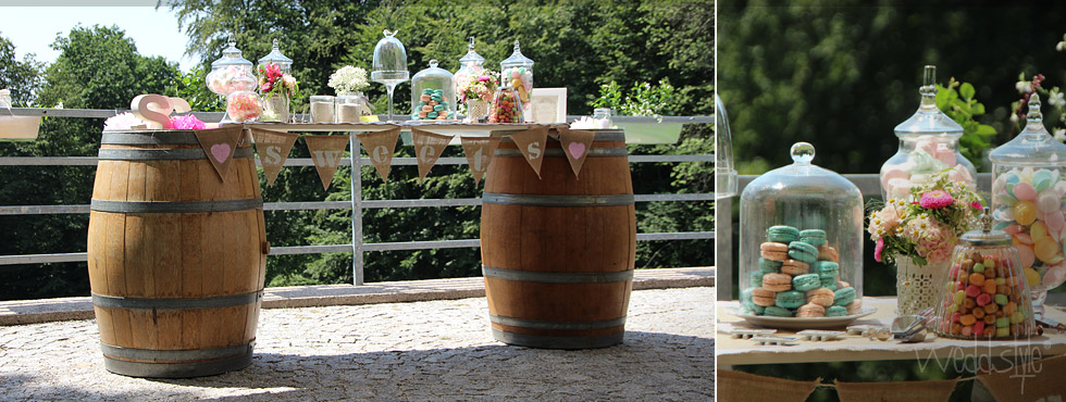 Aussen-Dekoration mit Candy Bar im Vintage Stil